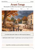 Aperçu - Feuilles d'exercices - Élément déclencheur – Avant l’orage livret de français 6e - Page de couverture