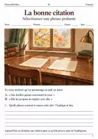 Aperçu - Feuilles d'exercices - La bonne citation livret de français 6e - Page de couverture