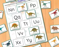 Vorschau - Arbeitsblätter - Dinosaurier Alphabet Anlaute Zuordnungsspiel Vorschule - Seite 3