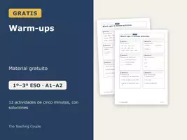 Vista previa - Hojas de trabajo - Warm-ups de inglés – 12 actividades de inicio gratis - Portada