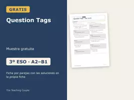 Vista previa - Hojas de trabajo - Question Tags – Ficha por parejas gratis 3º ESO - Portada