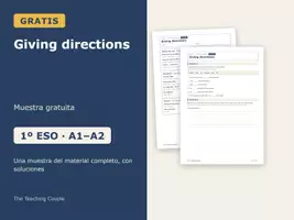 Vista previa - Hojas de trabajo - Giving directions – Frases útiles gratis 1º ESO - Portada