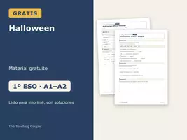 Vista previa - Hojas de trabajo - Halloween – Pasatiempos gratis de inglés 1º ESO - Portada