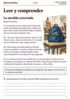 Vista previa - Hojas de trabajo - Cuaderno de lectura · Lengua, 1.º ESO: la mochila extraviada - página 1