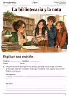 Vista previa - Hojas de trabajo - Cuaderno de lectura · Lengua, 1.º ESO: la bibliotecaria y la nota - Portada