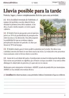 Vista previa - Hojas de trabajo - Cuaderno de lectura · Lengua, 1.º ESO: una noticia meteorológica inventada - página 1