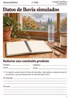 Vista previa - Hojas de trabajo - Cuaderno de lectura · Lengua, 1.º ESO datos de lluvia simulados - Portada