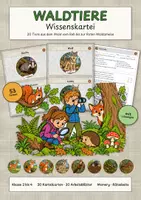Vorschau - Arbeitsblätter - Waldtiere Wissenskartei Band 2 mit Arbeitsblättern Wolf Luchs Fledermaus Memory und Lösungen - Deckblatt