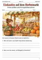 Vorschau - Arbeitsblätter - Herbstmarkt Einkaufen und Rückgeld Arbeitsheft Klasse 3–4 - Deckblatt