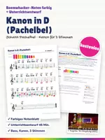 Vorschau - Stundenentwürfe - Kanon in D (Pachelbel) – Boomwhacker Noten farbig + Unterrichtsentwurf - Deckblatt
