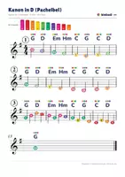 Vorschau - Stundenentwürfe - Kanon in D (Pachelbel) – Boomwhacker Noten farbig + Unterrichtsentwurf - Seite 1