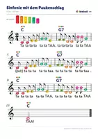 Vorschau - Stundenentwürfe - Sinfonie mit dem Paukenschlag (Haydn) – Boomwhacker Noten farbig + Unterrichtsentwurf - Seite 1
