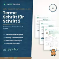 Vorschau - Unterrichtsreihen - Terme Schritt für Schritt 2 – Aufbaumodul (G-Kurs): 6 Stunden Arbeitsblätter mit Tresor-Selbstkontrolle - Deckblatt