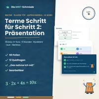 Vorschau - Präsentationen/Tafelbilder - Terme Schritt für Schritt 2 – Präsentation (G-Kurs): Rückblick, Quiz, Merkbox und Zusammenfassung für 6 Stunden - Deckblatt