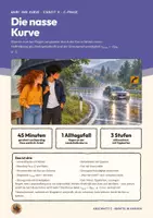 Vorschau - Stundenentwürfe - Kurvenfahrt Haftreibung Zentripetalkraft Grenzgeschwindigkeit Physik Oberstufe E-Phase | Unterrichtsstunde 15 Seiten mit Lösungen | nasse Straße, v max berechnen, Boarding Pass, Exit-Ticket, Übungen | Wurf und Kurve 11 - Seite 1