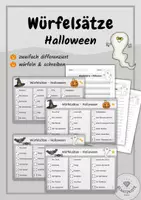 Vorschau - Stundenentwürfe - Halloween Würfelsätze | 3-fach differenziert | Sätze schreiben - Deckblatt