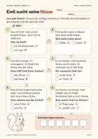 Vorschau - Arbeitsblätter - Herbst-Lesespur GRATIS: Eichhörnchen Emil sucht seine Nüsse – Lesen & Lösungswort | Deutsch Kl. 1–2 - Seite 2