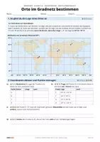 Vorschau - Arbeitsblätter - Orte im Gradnetz bestimmen | Klasse 5/6 | Gratis-Arbeitsblatt + Lösung - Seite 1