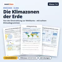 Vorschau - Arbeitsblätter - Klimazonen der Erde Klasse 7/8 mit Lösung - Deckblatt