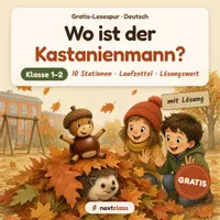 Vorschau - Stationenlernen - Lesespur Herbst: Wo ist der Kastanienmann? - Deckblatt