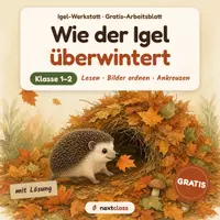 Vorschau - Arbeitsblätter - Igel-Werkstatt: Wie der Igel überwintert - Deckblatt