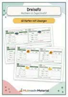 Vorschau - Fördermaterial/Inklusion - Lernkarten Dreisatz: Supermarkt - Deckblatt