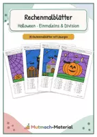 Vorschau - Arbeitsblätter - Rechenmalbilder Halloween: Einmaleins - Deckblatt