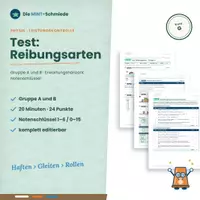 Vorschau - Test - Test: Reibungsarten (G-Kurs) – Gruppe A und B mit Erwartungshorizont und Notenschlüssel - Deckblatt