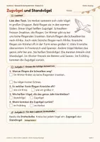 Vorschau - Arbeitsblätter - Zugvögel: Lesetext + Drehscheibe (gratis) - Seite 1