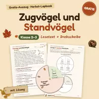Vorschau - Arbeitsblätter - Zugvögel: Lesetext + Drehscheibe (gratis) - Deckblatt