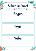 Vorschau - Arbeitsblätter - Silbenbögen zeichnen Klasse 1 – Natur entdecken | Deutsch Klasse 1 | 10 Arbeitsblätter als PDF - Seite 1