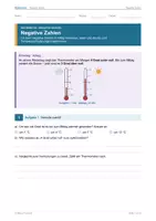 Vorschau - Arbeitsblätter - EINFÜHRUNG NEGATIVE ZAHLEN – differenziert mit Lösungen - Seite 1