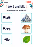 Vorschau - Arbeitsblätter - Wörter und Bilder verbinden Klasse 1 – Natur entdecken | Deutsch Klasse 1 | 10 Arbeitsblätter als PDF - Seite 1