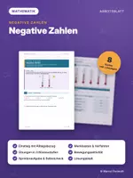 Vorschau - Arbeitsblätter - EINFÜHRUNG NEGATIVE ZAHLEN – differenziert mit Lösungen - Deckblatt