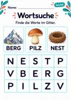 Vorschau - Arbeitsblätter - Wörter im Suchsel finden Klasse 1 – Natur entdecken | Deutsch Klasse 1 | 10 Arbeitsblätter als PDF - Seite 1