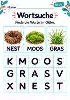 Vorschau - Arbeitsblätter - Wörter im Suchsel finden Klasse 1 – Natur entdecken | Deutsch Klasse 1 | 10 Arbeitsblätter als PDF - Seite 2