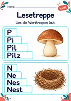 Vorschau - Arbeitsblätter - Worttreppen lesen Klasse 1 – Natur entdecken | Deutsch Klasse 1 | 10 Arbeitsblätter als PDF - Seite 2