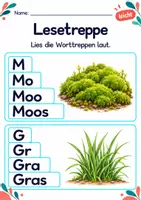 Vorschau - Arbeitsblätter - Worttreppen lesen Klasse 1 – Natur entdecken | Deutsch Klasse 1 | 10 Arbeitsblätter als PDF - Seite 3