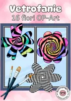 anteprima - Materiale per pittura e bricolage - Decorazioni per finestre estive – 16 fiori op art da colorare - Pagina di copertina