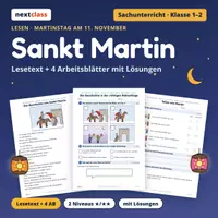 Vorschau - Arbeitsblätter - Sankt Martin | Klasse 1/2 | Lesetext + 4 Arbeitsblätter mit Lösungen - Deckblatt