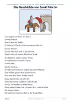 Vorschau - Arbeitsblätter - Sankt Martin Lesetext | Klasse 1/2 | Gratis-Arbeitsblatt + Lösung - Seite 1
