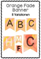 Vorschau - Poster - Wimpelkette Orange Fade Style (ABC + Zahlen) - Deckblatt