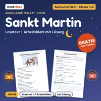 Vorschau - Arbeitsblätter - Sankt Martin Lesetext | Klasse 1/2 | Gratis-Arbeitsblatt + Lösung - Deckblatt