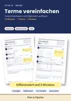 Vorschau - Arbeitsblätter - Terme vereinfachen Klasse 8 – Zusammenfassen und Klammern auflösen – Differenziertes Arbeitsblatt mit Lösungen | Fit in 10 Mathe - Deckblatt