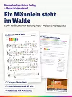 Vorschau - Stundenentwürfe - Ein Männlein steht im Walde – Boomwhacker Noten farbig + Unterrichtsentwurf - Deckblatt