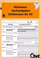 Vorschau - Arbeitsblätter - Sachaufgaben ZR 20 Halloween - Freebie - Deckblatt
