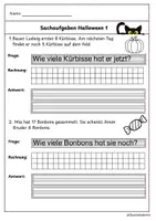 Vorschau - Arbeitsblätter - Sachaufgaben ZR 20 Halloween - Freebie - Seite 1