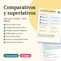 Vista previa - Hojas de trabajo - Comparativos y superlativos en español (A2) - Portada