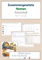 Vorschau - Arbeitsblätter - Zusammengesetzte Nomen Arbeitsheft Schultasche mit Wortbildung Rechtschreibung und Lösungen - Deckblatt