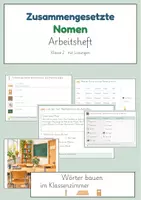 Vorschau - Arbeitsblätter - Zusammengesetzte Nomen Arbeitsheft Klassenzimmer mit Wortbildung Rechtschreibung und Lösungen - Deckblatt